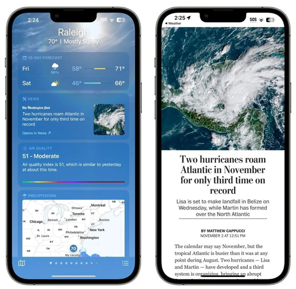 迎泽苹果14维修分享iPhone 14手机如何看天气时顺带看新闻 