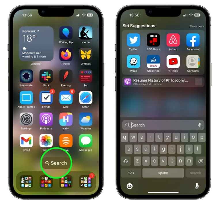 迎泽苹果手机维修分享升级到 iOS 16 后，如何删除主屏幕上的搜索按钮 