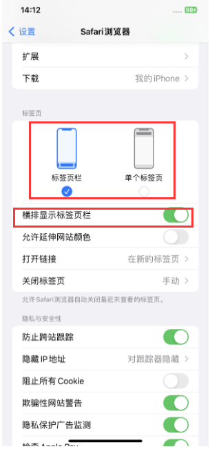 迎泽苹果手机维修分享Safari浏览器如何切换标签栏位置 
