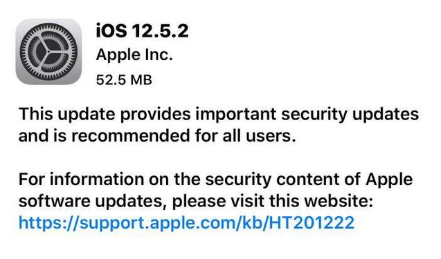 迎泽苹果手机维修分享iOS12.5.2发布，建议所有老苹果用户安装 